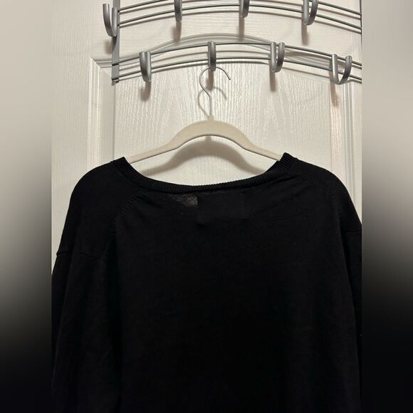 Eddie Bauer Men's Cotton Cashmere Sweater XL black v neck - Picture 5 of 11